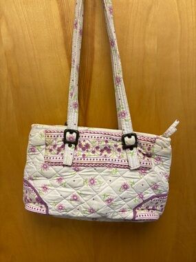 Vera Bradley Quilted Shoulder Bag in White and Pink Floral